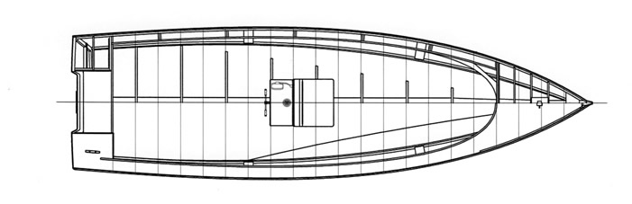  plywood is used for planking which allows a hull with little internal
